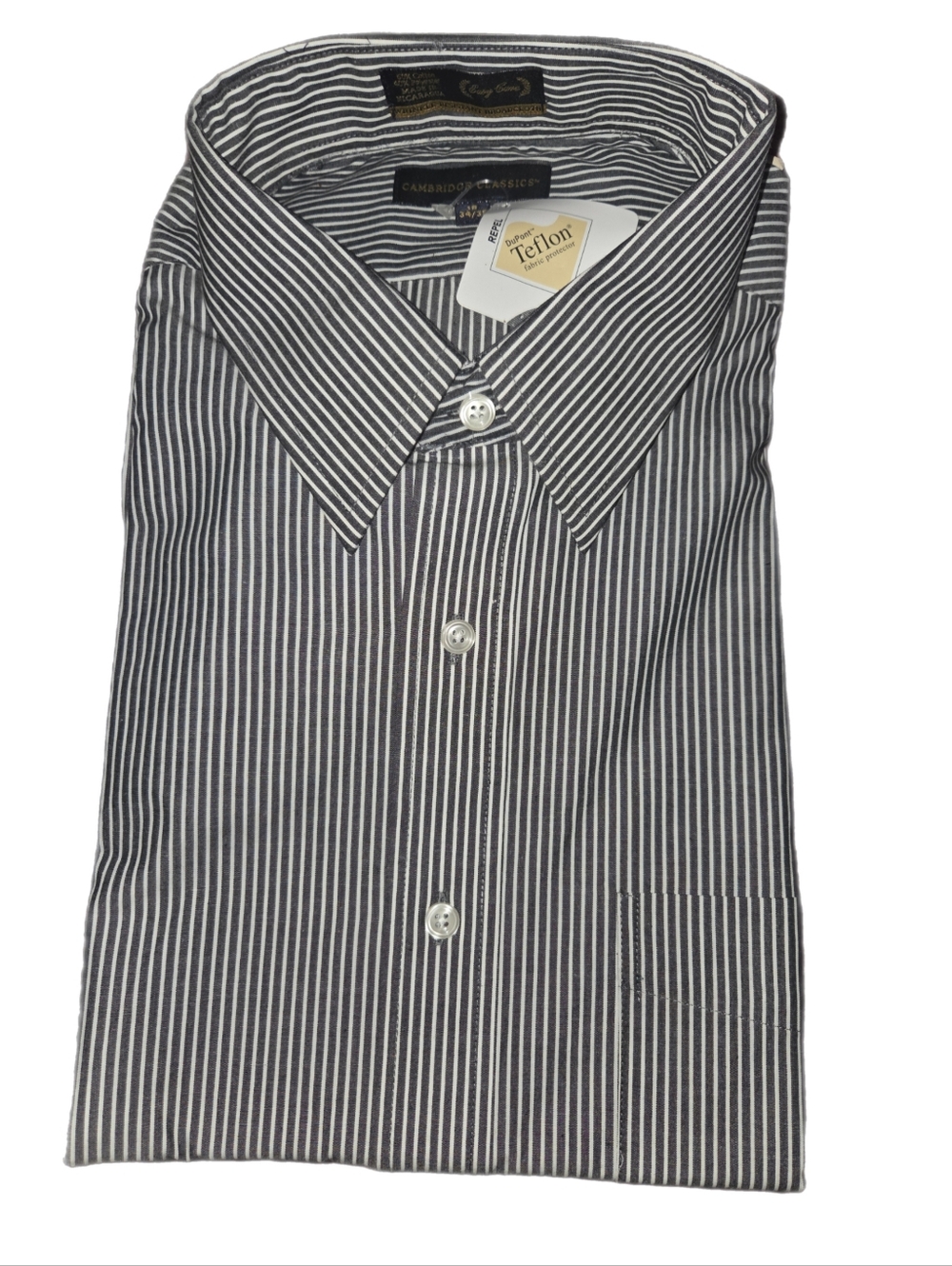 Cambridge Classics Men's Pinstripe Black & White Dress Shirt BNWT
